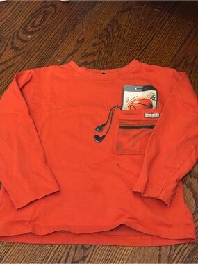 Mayoral Orange Long Sleeve Tee with Pocket Graphic